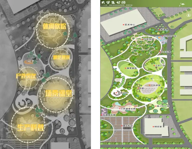 快猫
大学生公园功能分区图。图/快猫
建筑与设计学院